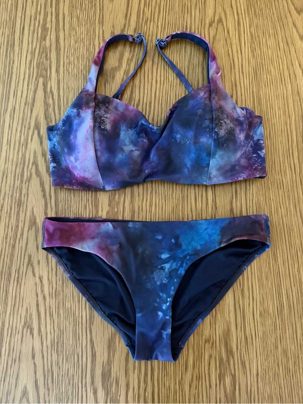 Athleta 36 D/DD- small bottom Galaxy-Print Bikini Set in Blue and Purple